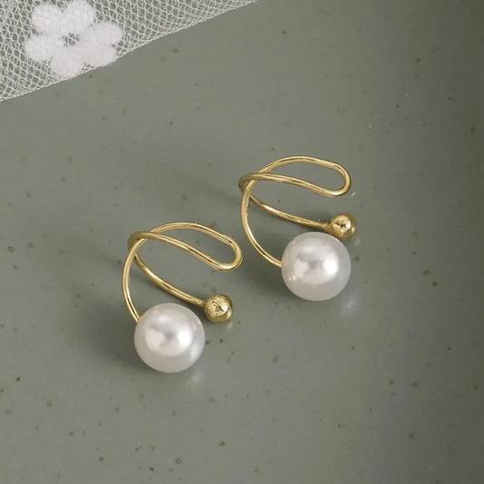 1 Pair Minimalist Pearl Clip Earrings for Women Girl Geometry Ear Cuff Fashion Jewelry Accessories Gifts