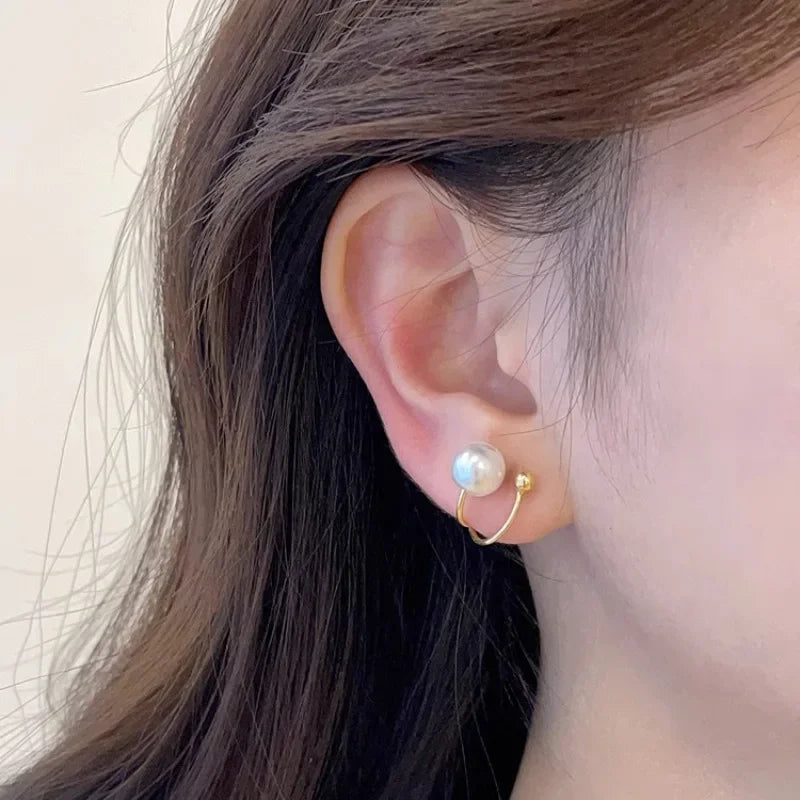 1 Pair Minimalist Pearl Clip Earrings for Women Girl Geometry Ear Cuff Fashion Jewelry Accessories Gifts