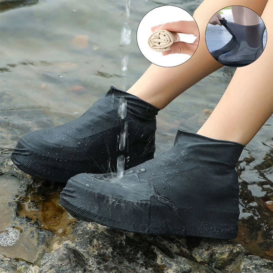 1 Pair Latex Rain Boot Overshoes Travel For Outdoor Use Latex Waterproof Shoe Covers Rainy Day Non-slip Reusable Foot Cover