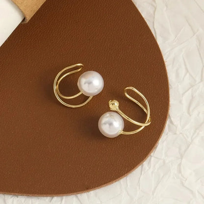1 Pair Minimalist Pearl Clip Earrings for Women Girl Geometry Ear Cuff Fashion Jewelry Accessories Gifts